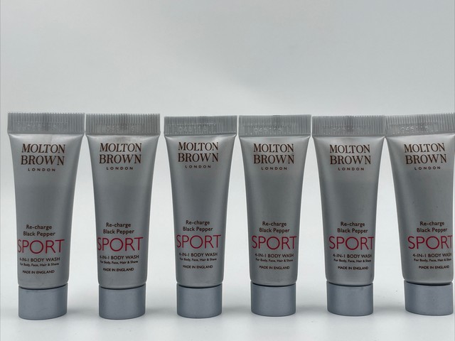 6x Molton Brown Re-charge Black Pepper Sport 4in1 Body Wash 10ml 6x Molton Brown Re-charge Black Pepper Sport 4in1 Body Wash 10ml
