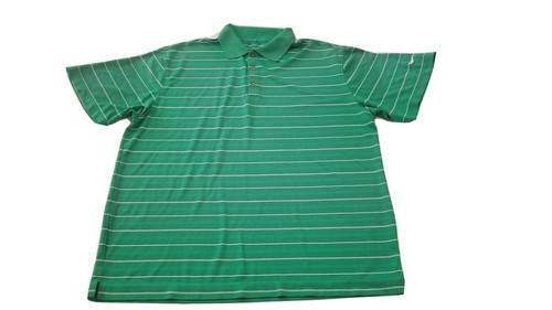 Nike Golf Dri Fit Short Sleeve Polo Size Large Mens Green And White Stripe
