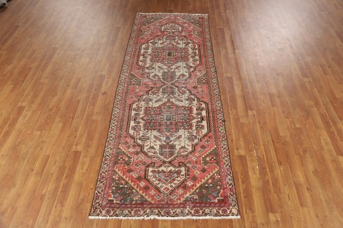 Geometric Bakhtiari Vintage Runner Rug Wool Hand-made Hallway Carpet 3x10 - Picture 3 of 23