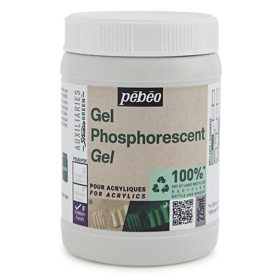 Pebeo Studio GREEN Phosphorescent Glow in the Dark Acrylic Paint Gel 225ml
