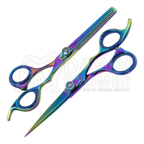 Tijera profesional de corte y adelgazamiento de pelo para barbero 6,5" arco iris alemán G - Imagen 3 de 12