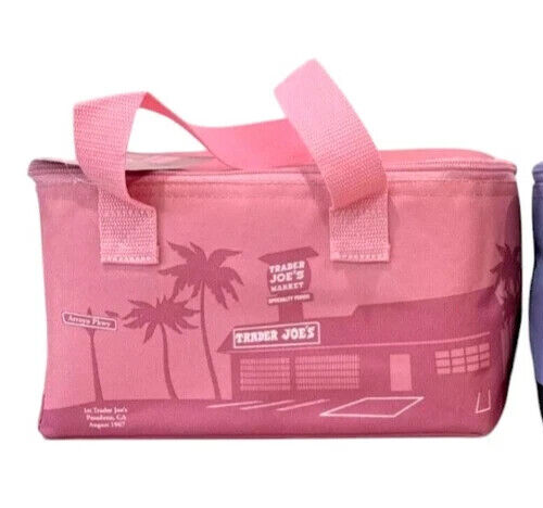 Trader Joe's Mini Insulated Tote Bag Pink Trader Joes Cooler Bag Lunch BEACH NEW - Picture 3 of 11