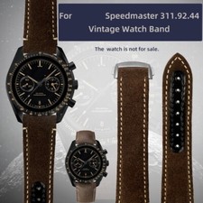 For Omega Speedmaster 311.92.44 Vintage Distressed Suede Strap 21mm Watchband