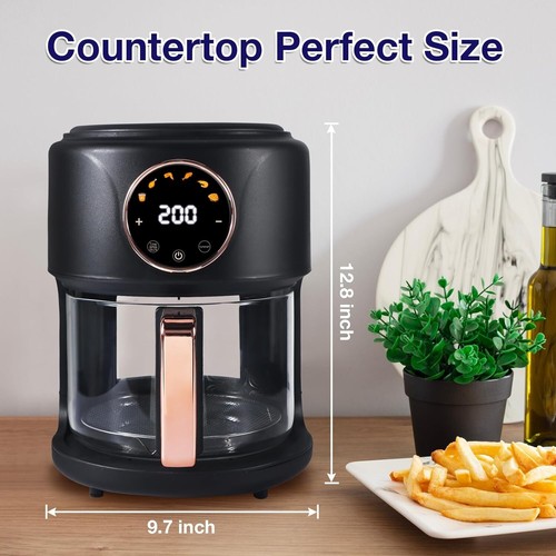 Airy Fryer, 4.7Qt 1200W Glass Air Fryer, 6-in-1 Functions, Digital Display, 3... - Picture 2 of 6