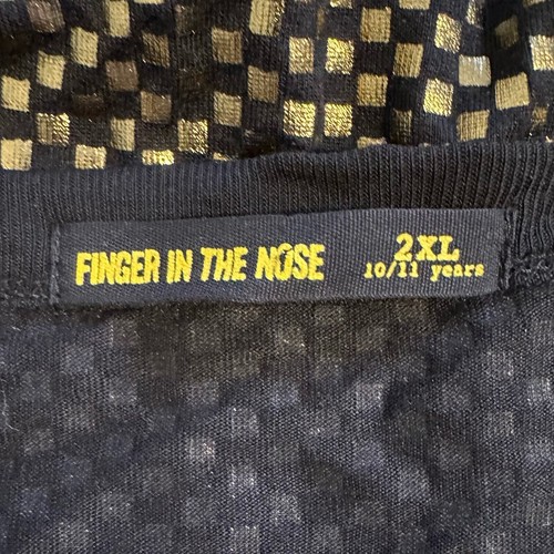 NWOT Finger In The Nose Gold Checkers Long Sleeve Top Girls 10-11 - Picture 3 of 6