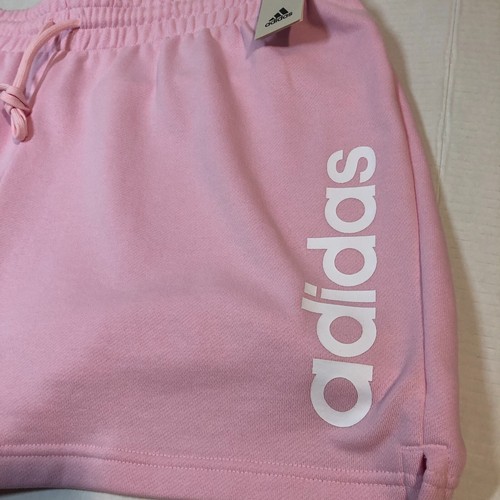 Women's Adidas Essentials Linear French Terry Shorts Pink HZ2275 size 1X - Picture 2 of 8