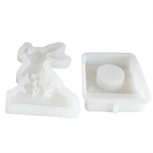 Lovely Rabbits Candlestick Silicone Mould Easy Remove DIY Candle Holder Ornament - Picture 9 of 9