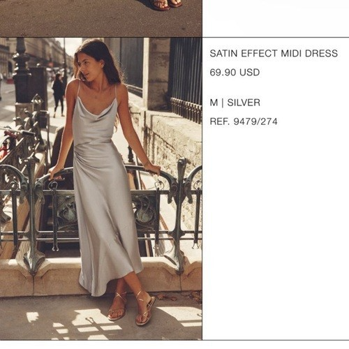 satin effect midi dress zara Zara Womens Midi Dress Sateen Effect V-Neck Slit Detail Khaki Size M New