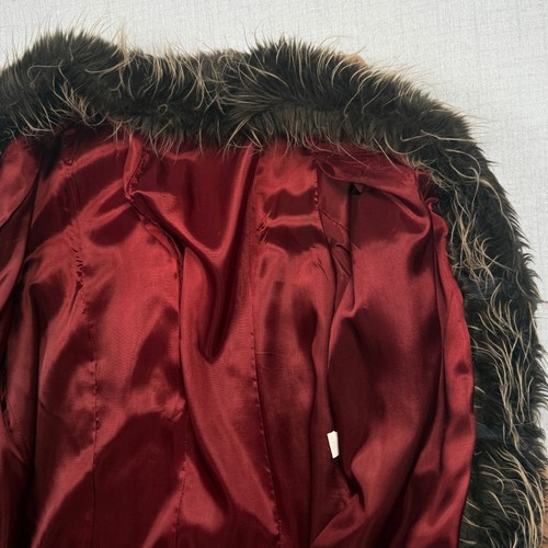 Vintage Jonathan Michael Wool Blend Faux Fur Trim Coat Camel Brown USA Made - Picture 7 of 12