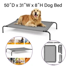 50" Cooling Elevated Dog Bed with Metal Frame Indoor Outdoor Raised Pet Cot