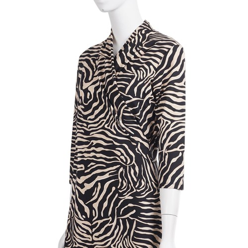 J. MCLAUGHLIN Panama Dress S Catalina Cloth Black Zebra Print Faux Wrap Sheath - Picture 3 of 7