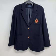 Liz Claiborne Liz Sport Navy Blazer Size S Career Gold Buttons Wool