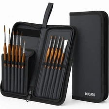 DUGATO Short Paint Brush Holder & Organizer 5.4x10.7 Inches, Black Canvas Bag