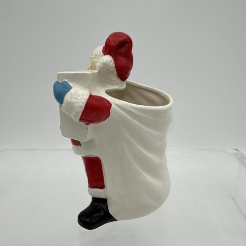 Vintage Santa Claus Planter Candy Cane Holder Japan Christmas St. Nick Ceramic - 第 4/11 張圖片