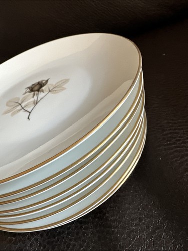 (8) Juego de 5 platos de pan y mantequilla Rosenthal sombra rosa marrón negro con oro 6" - Imagen 3 de 10