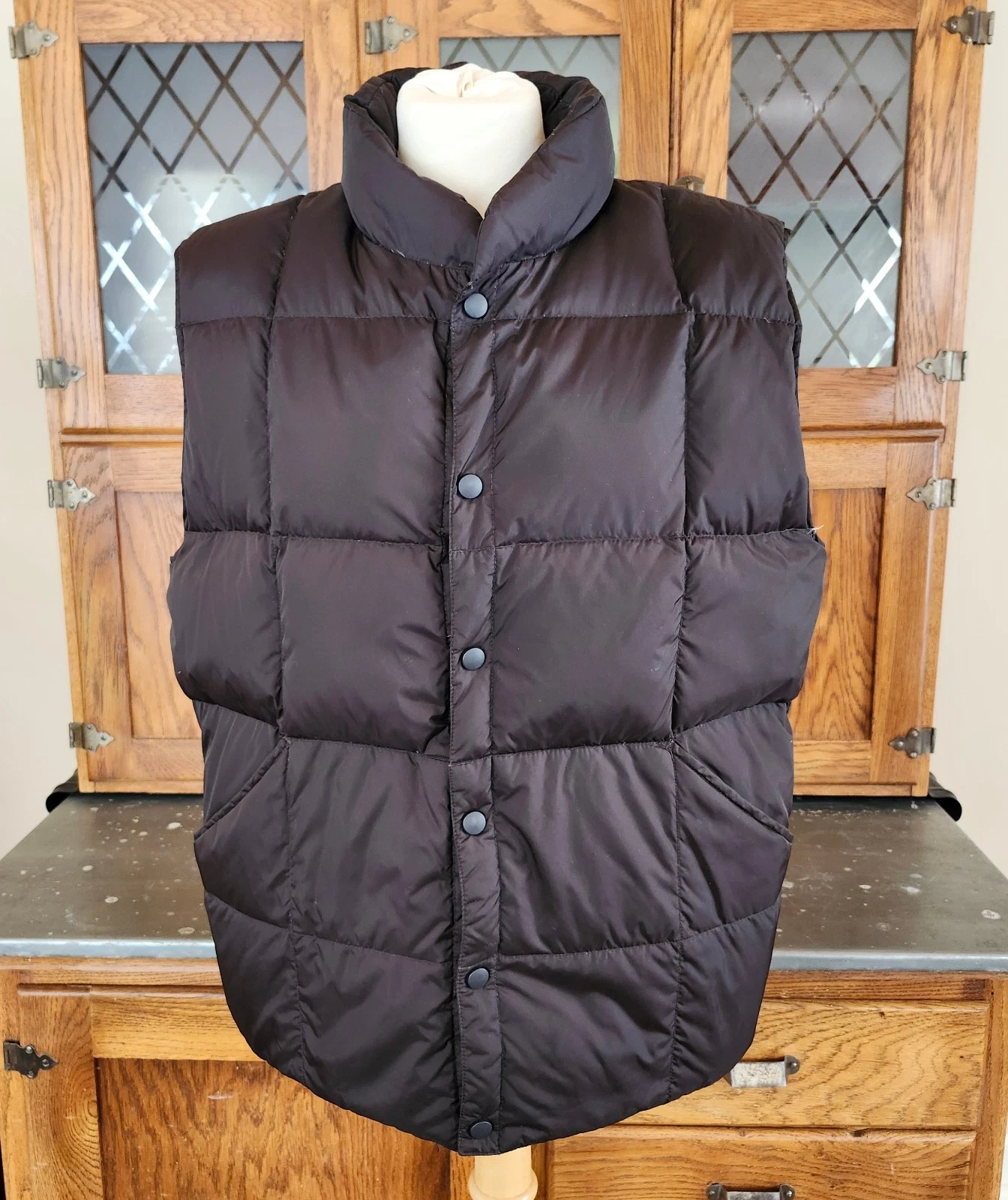 Lands’ End Black Puffer Down Vest Jacket Men’s M (38-40) Travel/Outdoor