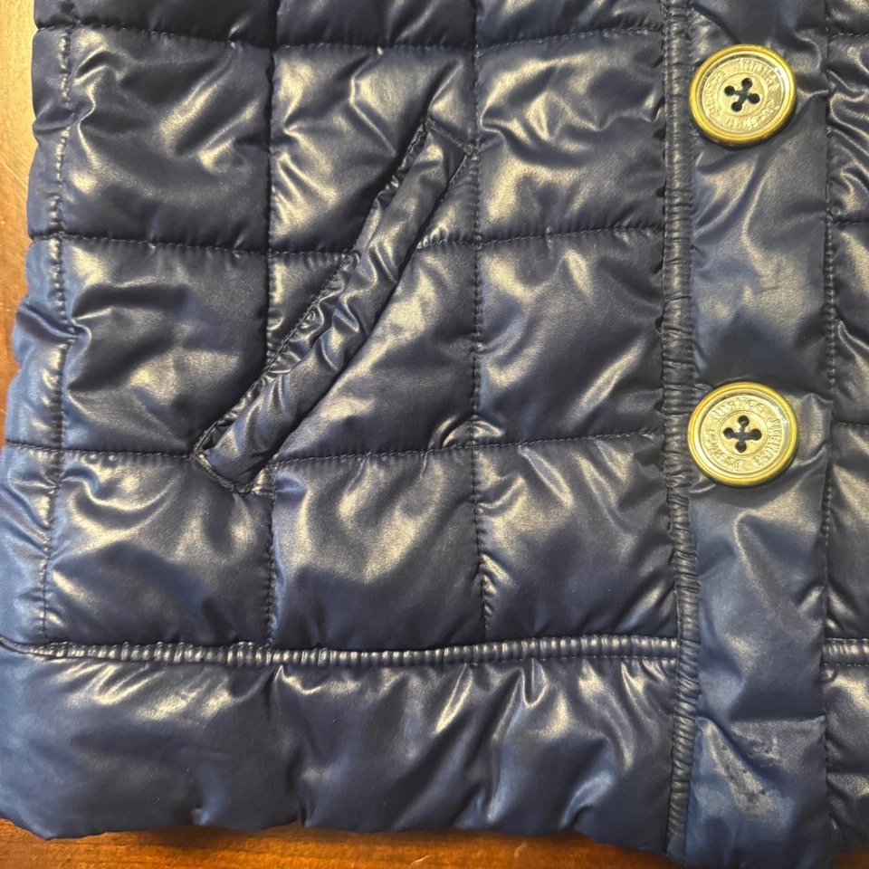 Justice Navy Blue Quilted Hooded Vest with Faux Fur Trim - Girls 14 - Image 2 of 4