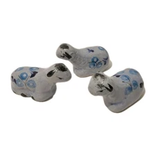 Vintage Tonala Mexican Pottery Nativity Blue Floral Set Of 3 Sheep 