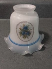 Vintage Colonial Blue Floral White Milk Glass Ruffled Ceiling Fan Lamp Shade #42