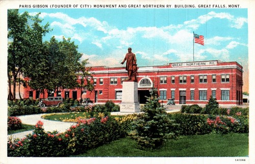 POSTCARD GREAT NORTHERN RAILROAD BUILDING PARIS GIBSON GREAT FALLS MONTANA - Picture 1 of 2