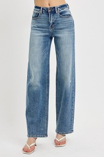 RISEN High Rise Distressed Wide Leg Baggy Jeans PW21125 - Picture 3 of 10