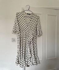 White Boohoo dotted Maternity Black Polka dot dress