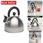 Stewart 1.5-Quart Whistling Teakettle - Classic Stovetop Stainless Steel Design
