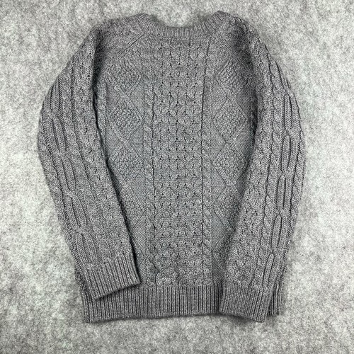 LL Bean Youth Sweater Pullover Grey Wool Cable Knit Sz 10/12 Long Sleeve EUC - Picture 12 of 13