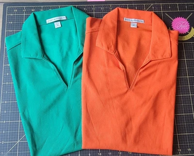 L572 Port Authority Women's Dry Zone Grid Polo Qty 2! Size Med. Orange & Green - Image 1 of 4