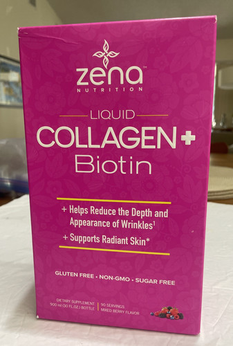 Zena Liquid Collagen 30 FL Oz for Women & Men Collagen Peptides + Biotin 5000...