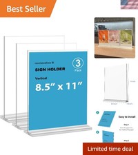 Elegant 8.5x11 Acrylic Sign Holder 3-Pack   Double-Sided for Versatile Display