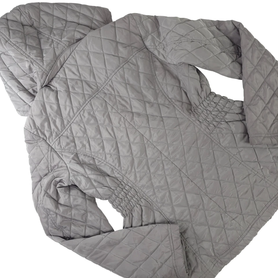 JAQUETA ACOLCHOADA CINZA MICHAEL KORS FEMININA TAMANHO PEQUENO MÉDIA COM CAPUZ BOLSOS COM ZÍPER - Imagem 2 de 4