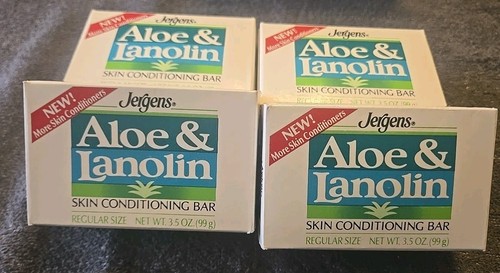 NEW IN BOXES 4 Bars Vintage Jergens Aloe & Lanolin Skin Conditioning Soap 3.5 oz - Picture 1 of 6