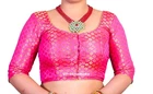 Women's Saree Blouse, Hot Pink Chanderi Blouse, Ready To Wear Indian Sari Blouse