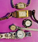Lot 5 Vintage Antique Women’s Watches Elgin Benrus Timex Futura - Parts or R