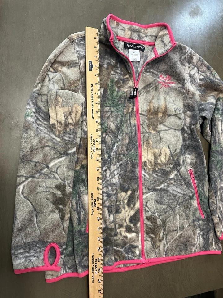 Chaqueta polar camuflada Real Tree con ribete rosa M 8-10 Foto 3 de 4