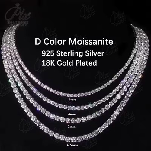 5mm 24in MOISSANITE Tennis Chain S925 Silver 18K Gold Plated Necklace Bracelets - Bild 5 von 30