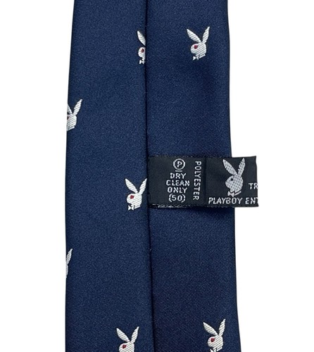 Corbata Playboy Vintage JOHN WEBSTER Azul Blanco Hecha en Australia Poliéster 140 cm - Imagen 6 de 6
