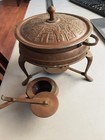 Vintage Copper Chafing Pan, Lid, Stand, Sterno Food Warmer Nader Iran
