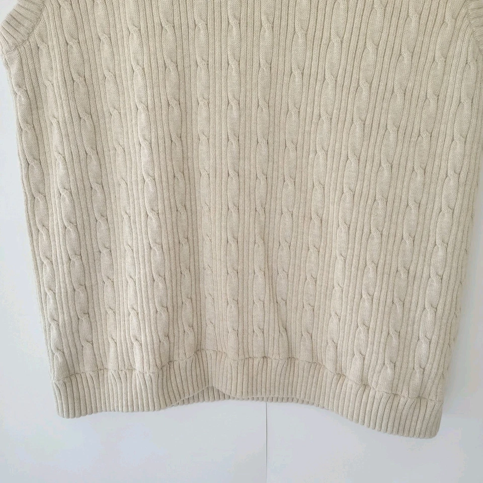 Ashworth Cable Knit Sweater Vest Mens Sz XL Ivory Pebble Beach Preppy Old Money  - Image 4 of 4