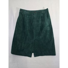 Vintage 90s G-III Global Identity Emerald Green Suede Leather Pencil Skirt 7/8