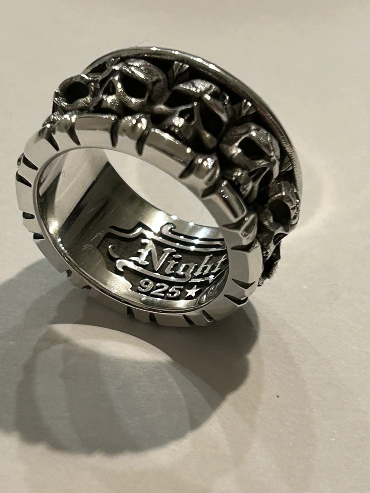 Anillo Night Rider All In The Family Banda Plata Esterlina Talla 10 SS 925 Foto 3 de 4