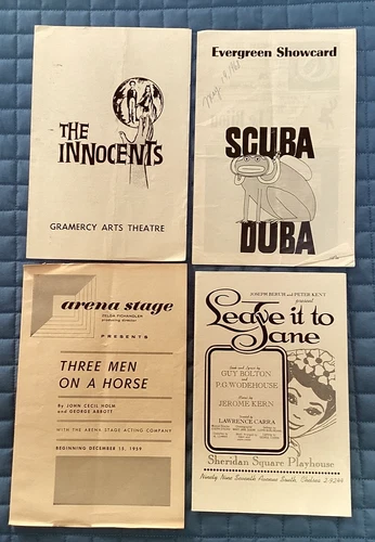 4 Vtg. Playbills The Innocents, Scuba Duba, Leave It To Jane, 3 Men On A Horse