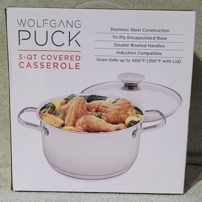 NEW - Wolfgang Puck 3 Qt stainless steel Covered Casserole Baking Dish