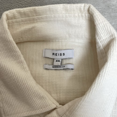 Reiss Men’s James Shirt Overshirt White Size Large XL Cotton Textured Button Up - Picture 3 of 18