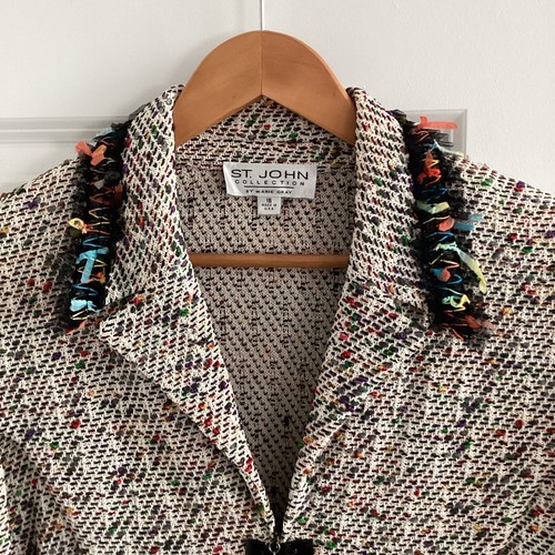 St. John Collection By Marie grauer Wollblazer Jacke mehrfarbig Gr. 16 1/2 Reißverschluss - Bild 2 von 16