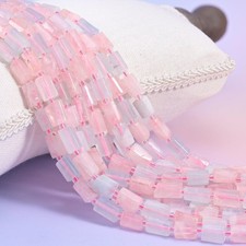 Pink Blue Morganite Faceted Tube Beads 12x8mm Jewelry Making 15.5 Inch Strand