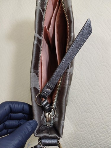 Coach Signature Csnvas Logo Crossbody File Bag F-20430 Gray Silver Adjast NewWT - Picture 14 of 24