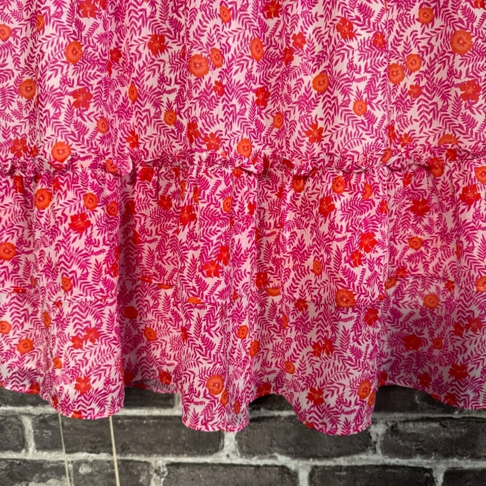 J. Crew Tiered ruffle mini skirt white pink floral SMALL - Image 3 of 4