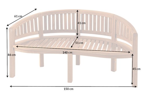 Massive Gartenbank XXL EMPIRE TEAK 150cm natur Teakholz Terrassenbank Holzbank - Bild 9 von 11